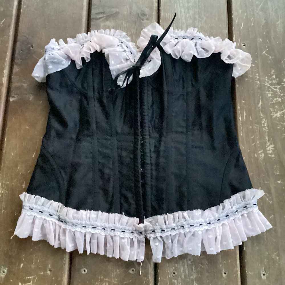 Y2K Victoria's Secret Sexy Little Thing Black Pink Corset Bustier L - Picture 3 of 6